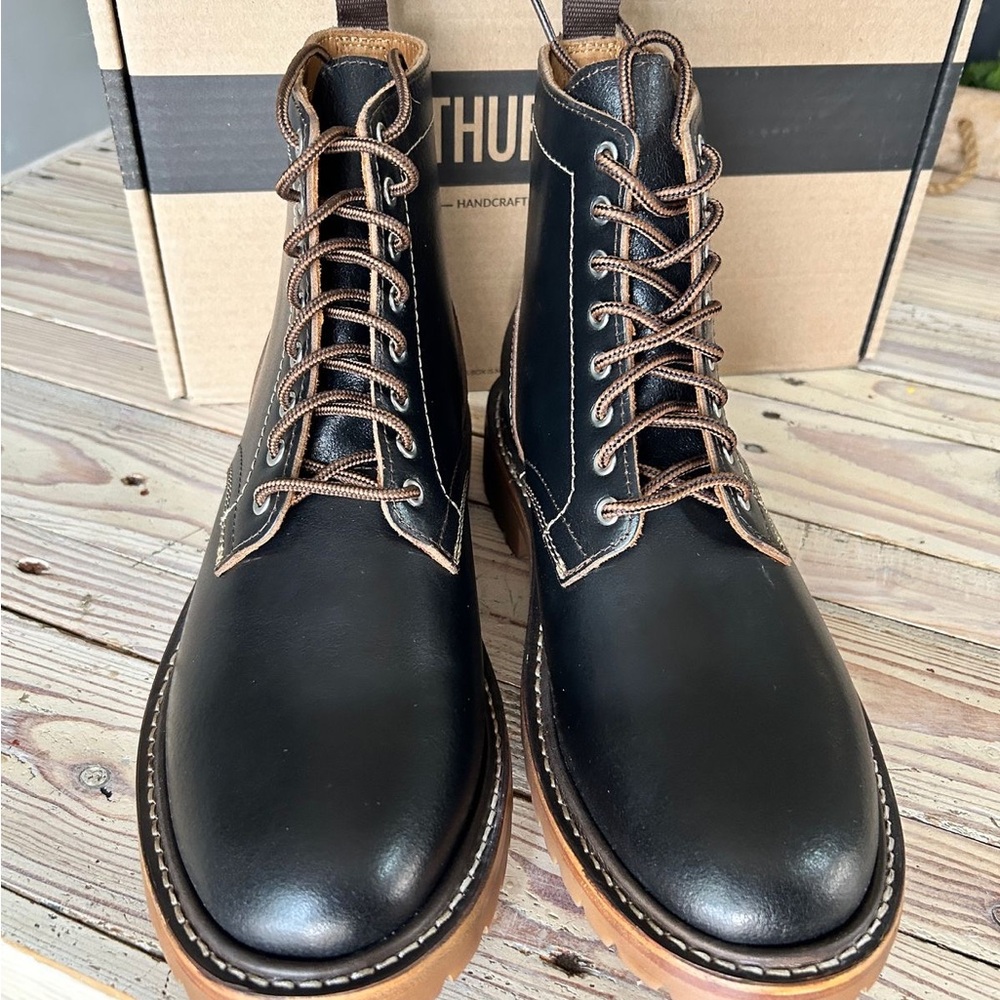 Thursday Black Waxed Roughout Leather Boots